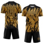 Maillot de football personnalisé à sublimation noir et or Maillot de football personnalisé à sublimation noir et or