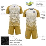 Maillot de football personnalisé à sublimation blanche et or vieilli Maillot de football personnalisé à sublimation blanche et or vieilli
