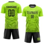 Maillot de football personnalisé vert fluo noir par sublimation Maillot de football personnalisé vert fluo noir par sublimation
