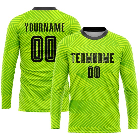 Maillot de football personnalisé vert fluo noir par sublimation Maillot de football personnalisé vert fluo noir par sublimation