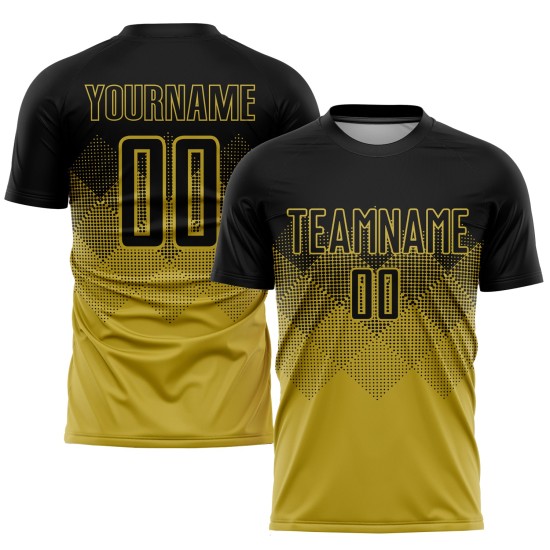 Maillot de football personnalisé à sublimation noir et or Maillot de football personnalisé à sublimation noir et or
