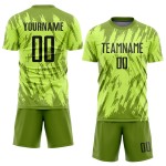 Maillot de football personnalisé vert fluo noir et olive par sublimation Maillot de football personnalisé vert fluo noir et olive par sublimation