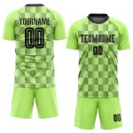 Maillot de football personnalisé vert fluo noir, troisième sublimation Maillot de football personnalisé vert fluo noir, troisième sublimation