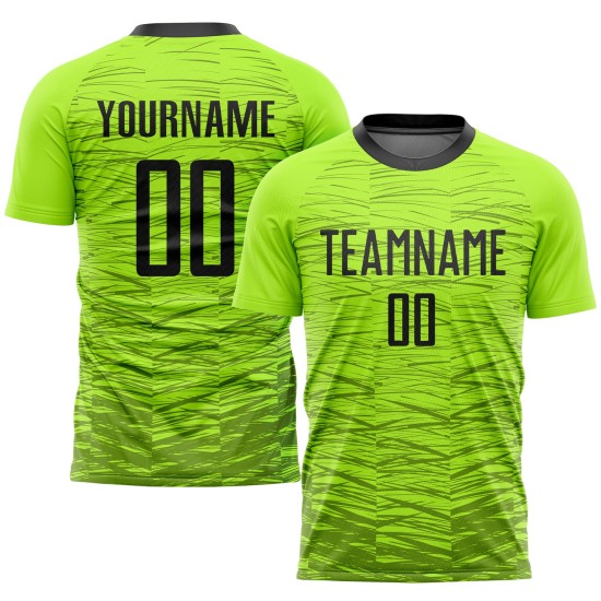 Maillot de football personnalisé vert fluo noir par sublimation Maillot de football personnalisé vert fluo noir par sublimation