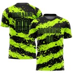 Maillot de football personnalisé vert fluo noir par sublimation Maillot de football personnalisé vert fluo noir par sublimation