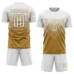 Maillot de football personnalisé à sublimation blanche et or vieilli Maillot de football personnalisé à sublimation blanche et or vieilli