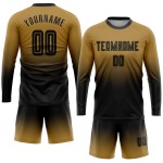 Maillot de football personnalisé à manches longues, couleur or et noir, avec sublimation, dégradé de couleur Maillot de football personnalisé à manches longues, couleur or et noir, avec sublimation, dégradé de couleur
