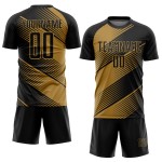 Maillot de football personnalisé à sublimation noir et or Maillot de football personnalisé à sublimation noir et or