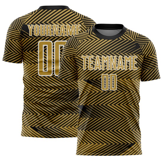 Maillot de football personnalisé avec sublimation, motif or ancien, noir et blanc Maillot de football personnalisé avec sublimation, motif or ancien, noir et blanc