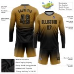 Maillot de football personnalisé à manches longues, couleur or et noir, avec sublimation, dégradé de couleur Maillot de football personnalisé à manches longues, couleur or et noir, avec sublimation, dégradé de couleur