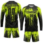 Maillot de football personnalisé vert fluo noir par sublimation Maillot de football personnalisé vert fluo noir par sublimation