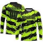 Maillot de football personnalisé vert fluo noir par sublimation Maillot de football personnalisé vert fluo noir par sublimation