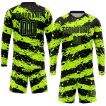 Maillot de football personnalisé vert fluo noir par sublimation Maillot de football personnalisé vert fluo noir par sublimation