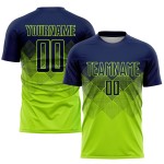 Maillot de football personnalisé vert fluo bleu marine par sublimation Maillot de football personnalisé vert fluo bleu marine par sublimation