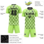 Maillot de football personnalisé vert fluo noir, troisième sublimation Maillot de football personnalisé vert fluo noir, troisième sublimation