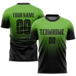 Maillot de football personnalisé vert fluo noir, dégradé par sublimation Maillot de football personnalisé vert fluo noir, dégradé par sublimation