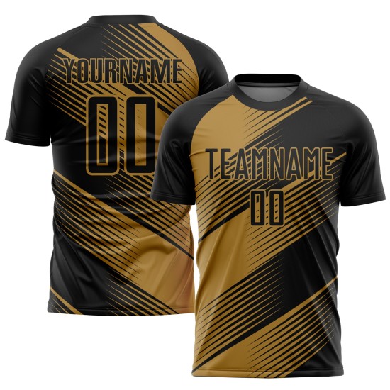 Maillot de football personnalisé à sublimation noir et or Maillot de football personnalisé à sublimation noir et or