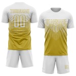 Maillot de football personnalisé à sublimation blanche et or vieilli Maillot de football personnalisé à sublimation blanche et or vieilli