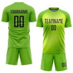 Maillot de football personnalisé vert fluo noir par sublimation Maillot de football personnalisé vert fluo noir par sublimation
