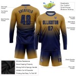 Maillot de football personnalisé à manches longues, bleu marine, effet dégradé, sublimation Maillot de football personnalisé à manches longues, bleu marine, effet dégradé, sublimation
