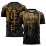 Maillot de football personnalisé à sublimation noir et or Maillot de football personnalisé à sublimation noir et or