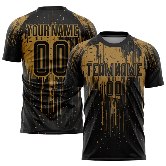 Maillot de football personnalisé à sublimation noir et or Maillot de football personnalisé à sublimation noir et or