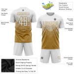 Maillot de football personnalisé à sublimation blanche et or vieilli Maillot de football personnalisé à sublimation blanche et or vieilli
